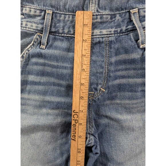 Ambercrombie Fitch Denim Bib Overalls Womens SZ XS Blue Whiskers Tapered Classic - Picture 8 of 15